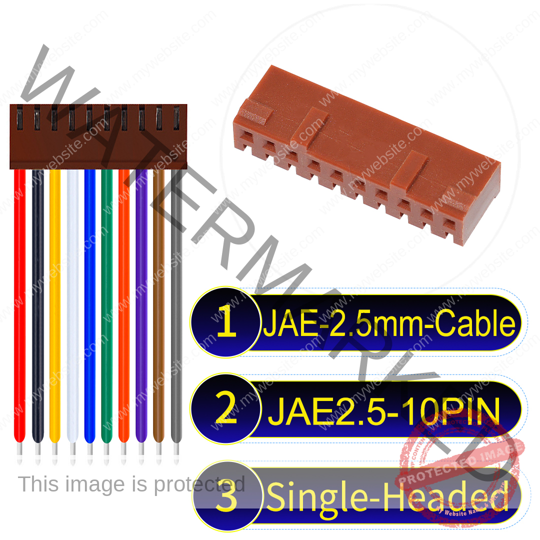 JAE 2.5mm 10-Pin Single-Headed 22AWG PVC Cable