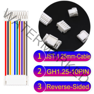 JST GH1.25mm 10-Pin Reverse-Side-Head 28AWG PVC Cable