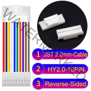 JST HY2.0mm 10-Pin Reverse-Side-Head 22AWG PVC Cable