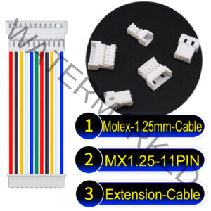 Molex MX1.25mm Picoblade 11-Pin Male Female Extension Cable 28AWG UL1571 Cable