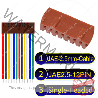 JAE 2.5mm 12-Pin Single-Headed 22AWG PVC Cable