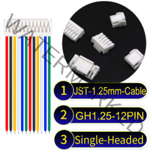 JST GH1.25mm 12-Pin Single-Headed 28AWG PVC Cable