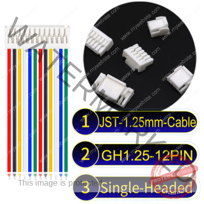 JST GH1.25mm 12-Pin Single-Headed 28AWG PVC Cable