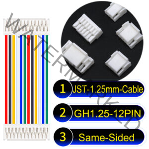 JST GH1.25mm 12-Pin Same-Side-Head 28AWG PVC Cable