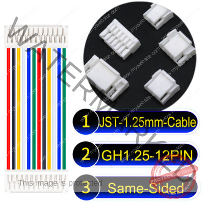 JST GH1.25mm 12-Pin Same-Side-Head 28AWG PVC Cable