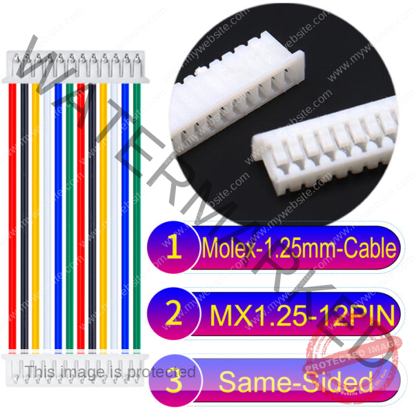 Molex MX1.25mm Picoblade 12-Pin Same-Side-Head 28AWG UL1571 Cable