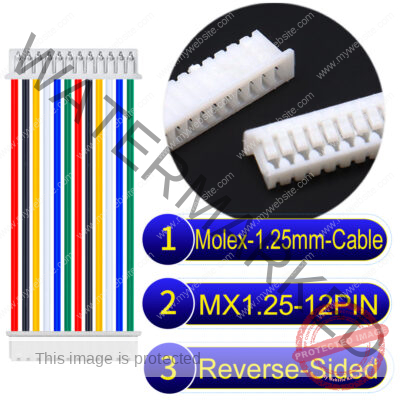 Molex MX1.25mm Picoblade 12-Pin Reverse-Side-Head 28AWG UL1571 Cable