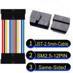 JST 2.5mm SM2.54 12Pin Female Same-Side-Head Cable