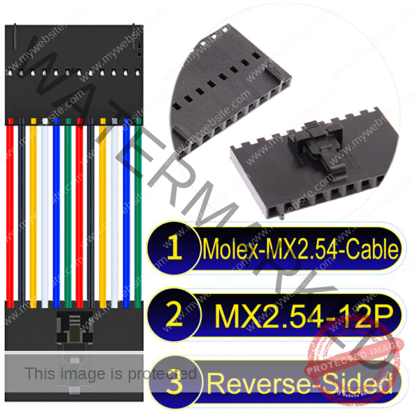 Molex 2.54mm MX2.54 12Pin Reverse-Side-Head Cable