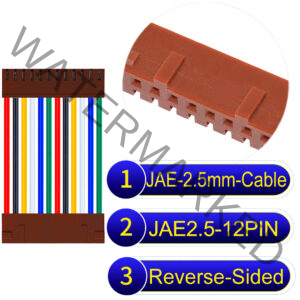 JAE 2.5mm 12-Pin Reverse-Side-Head 22AWG PVC Cable