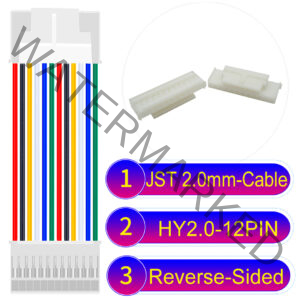 JST HY2.0mm 12-Pin Reverse-Side-Head 22AWG PVC Cable