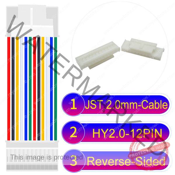 JST HY2.0mm 12-Pin Reverse-Side-Head 22AWG PVC Cable