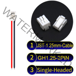 JST GH1.25mm 2-Pin Single-Headed 28AWG PVC Cable