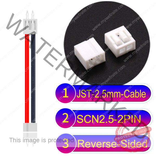 JST 2.5mm SCN2.5 2Pin Reverse-Side-Head Cable