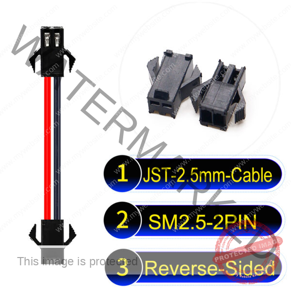 JST 2.5mm SM2.54 2Pin Reverse-Side-Head Cable