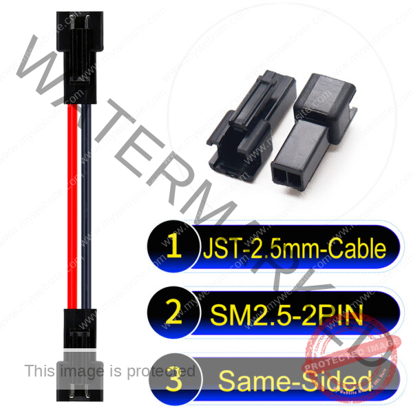 JST 2.5mm SM2.54 2Pin Female Same-Side-Head Cable