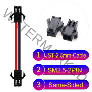 JST 2.5mm SM2.54 2Pin Male Same-Side-Head Cable