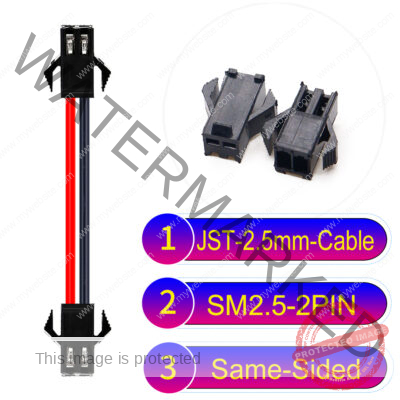 JST 2.5mm SM2.54 2Pin Male Same-Side-Head Cable