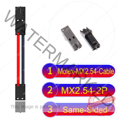 Molex 2.54mm MX2.54 2Pin Same-Side-Head Cable