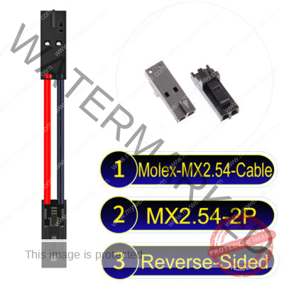 Molex 2.54mm MX2.54 2Pin Reverse-Side-Head Cable