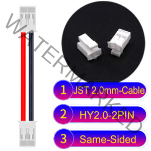 JST HY2.0mm 2-Pin Same-Side-Head 22AWG PVC Cable