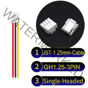 JST GH1.25mm 3-Pin Single-Headed 28AWG PVC Cable