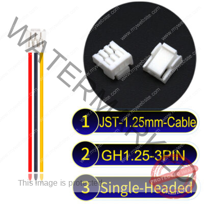 JST GH1.25mm 3-Pin Single-Headed 28AWG PVC Cable