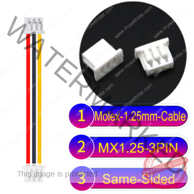 Molex MX1.25mm Picoblade 3-Pin Same-Side-Head 28AWG UL1571 Cable