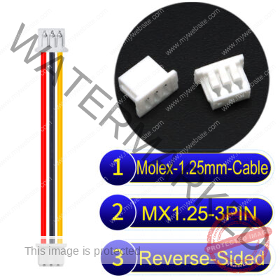 Molex MX1.25mm Picoblade 3-Pin Reverse-Side-Head 28AWG UL1571 Cable