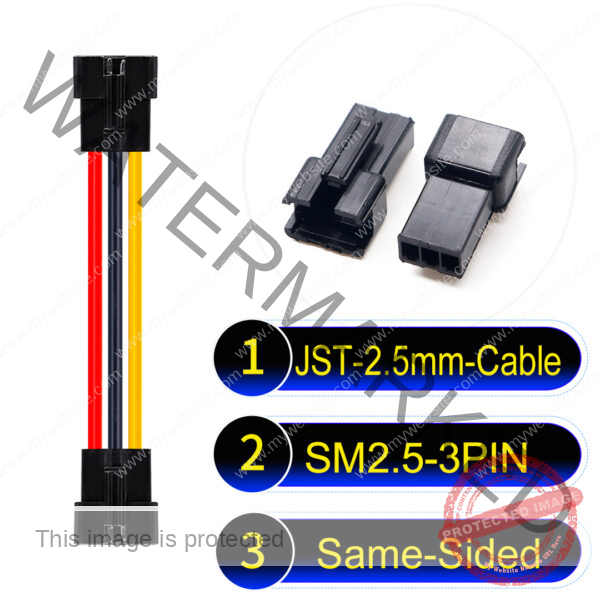 JST 2.5mm SM2.54 3Pin Female Same-Side-Head Cable