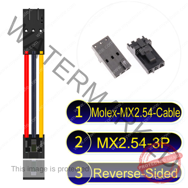 Molex 2.54mm MX2.54 3Pin Reverse-Side-Head Cable