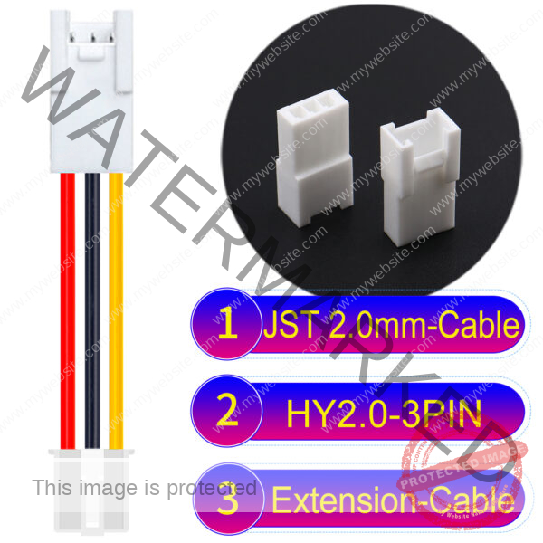 JST HY2.0mm 3-Pin Extension Cable 22AWG PVC Cable