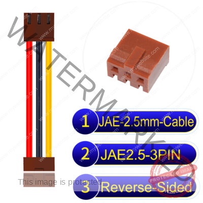 JAE 2.5mm 3-Pin Reverse-Side-Head 22AWG PVC Cable