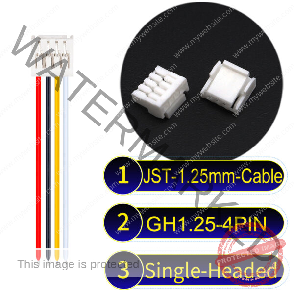 JST GH1.25mm 4-Pin Single-Headed 28AWG PVC Cable