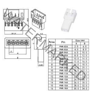 JST PHR2.0 2.0mm Female housing 2P 3P 4P 5P 6P 7P 8P 9P 10P 12P