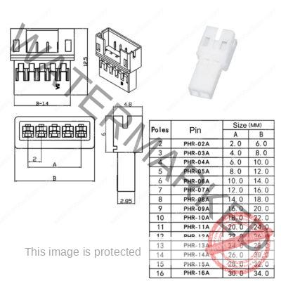 JST PHR2.0 2.0mm Female housing 2P 3P 4P 5P 6P 7P 8P 9P 10P 12P