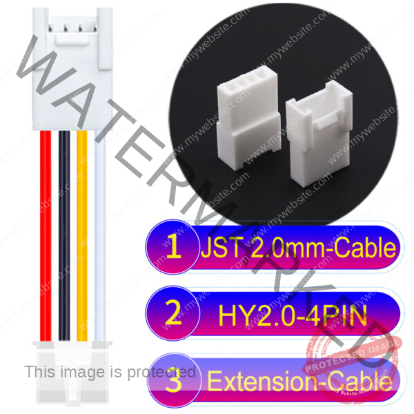 JST HY2.0mm 4-Pin Extension Cable 22AWG PVC Cable