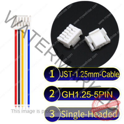 JST GH1.25mm 5-Pin Single-Headed 28AWG PVC Cable