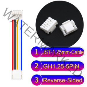 JST GH1.25mm 5-Pin Reverse-Side-Head 28AWG PVC Cable