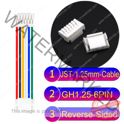 JST GH1.25mm 6-Pin Reverse-Side-Head 28AWG PVC Cable