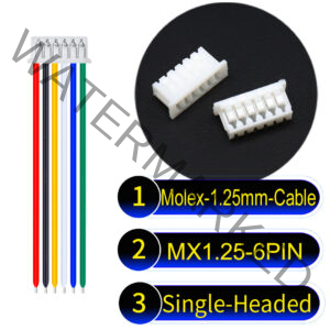 Molex MX1.25mm Picoblade 6-Pin Single-Headed 28AWG UL1571 Cable