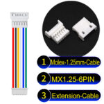 Molex MX1.25mm Picoblade 6-Pin Male Female Extension Cable 28AWG UL1571 Cable