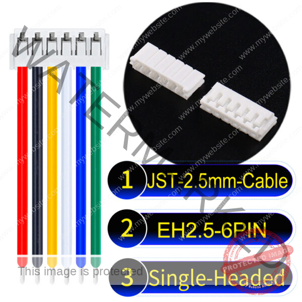 JST EH2.5 6-Pin Single-Headed 2.5mm PVC Cable