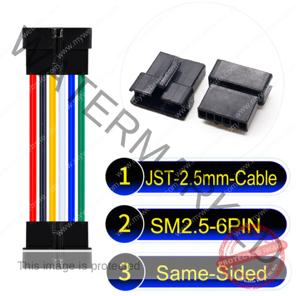 JST 2.5mm SM2.54 6Pin Female Same-Side-Head Cable