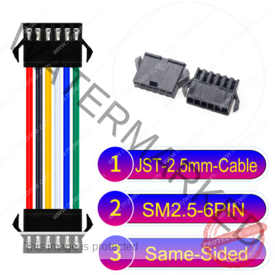 JST 2.5mm SM2.54 6Pin Male Same-Side-Head Cable