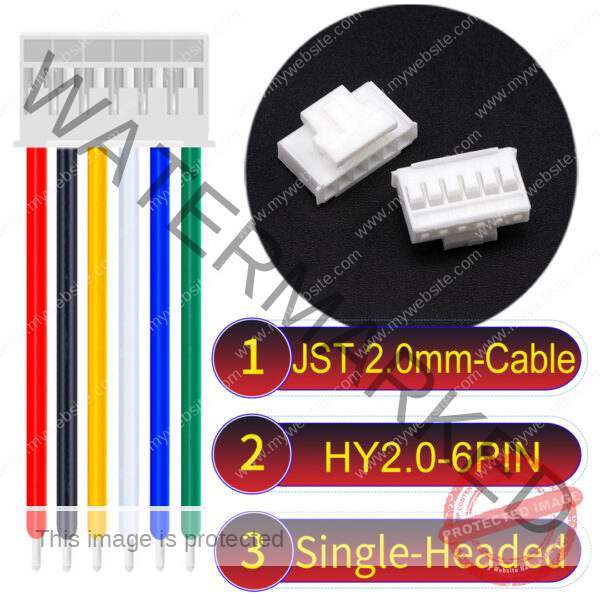 JST HY2.0mm 6-Pin Single-Headed 22AWG PVC Cable