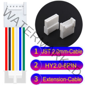 JST HY2.0mm 6-Pin Extension Cable 22AWG PVC Cable