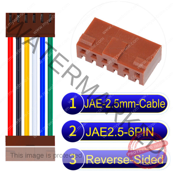 JAE 2.5mm 6-Pin Reverse-Side-Head 22AWG PVC Cable