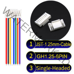 JST GH1.25mm 8-Pin Single-Headed 28AWG PVC Cable