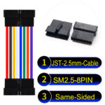 JST 2.5mm SM2.54 8Pin Female Same-Side-Head Cable